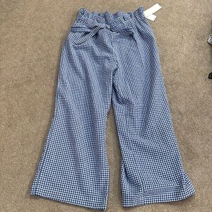 Heroes & Dreamers; Blue Gingham Pants; Medium; flowy linen pant